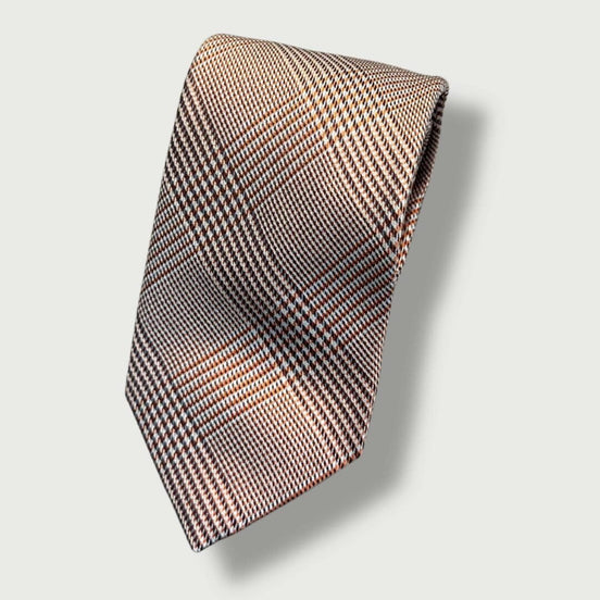 Brown Glen Plaid Silk Tie – Made in Italy