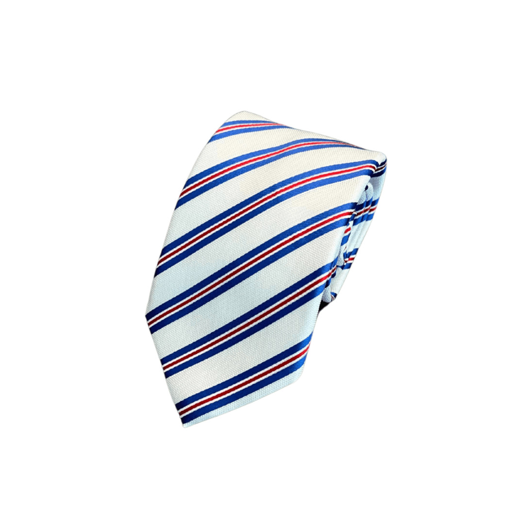White, Blue and Red Silk Tie – Made in Italy