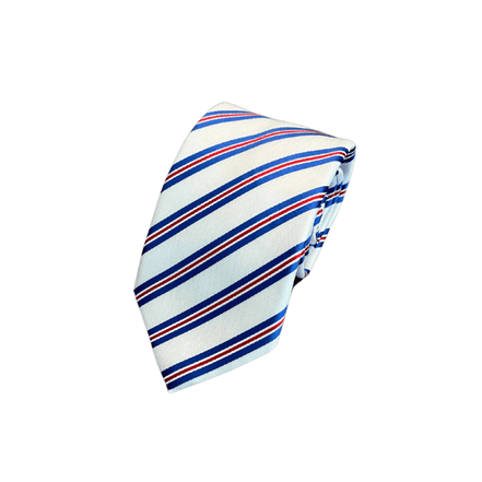 White, Blue and Red Silk Tie – Made in Italy