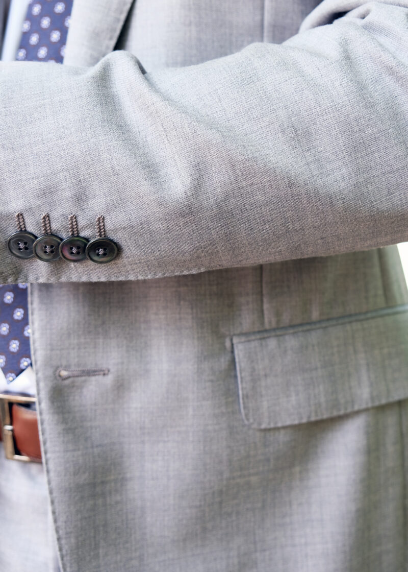 A close up of the buttons on a suit jacket