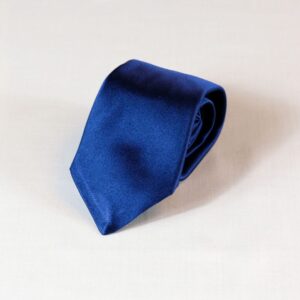 A blue tie is laying on the floor.