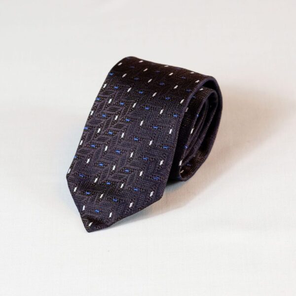 A black tie with white dots on it