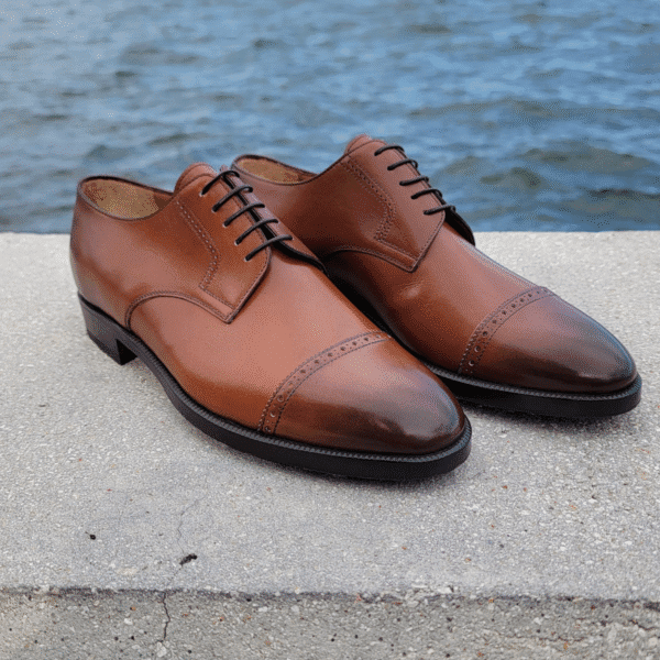 Medium Brown Derby with Brogue Toe Cap by Bonafè