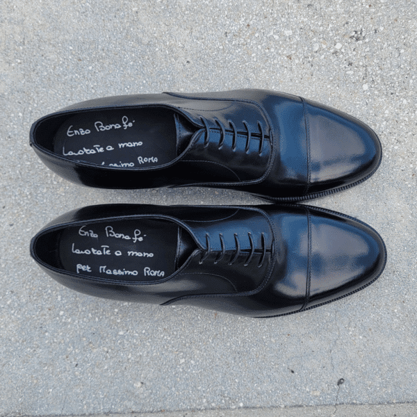 Classic Black 5-Eyelet Oxford with Toe Cap by Bonafè - Image 2